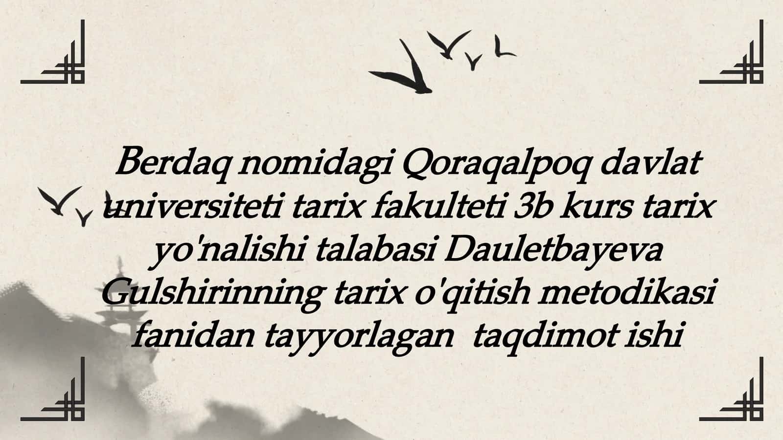Tarix o'qitish metodikasi 1