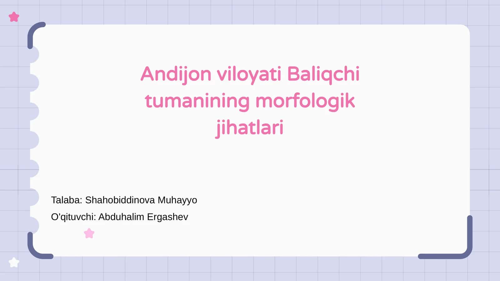 Baliqchi tumanining morfologik jihatlari 1