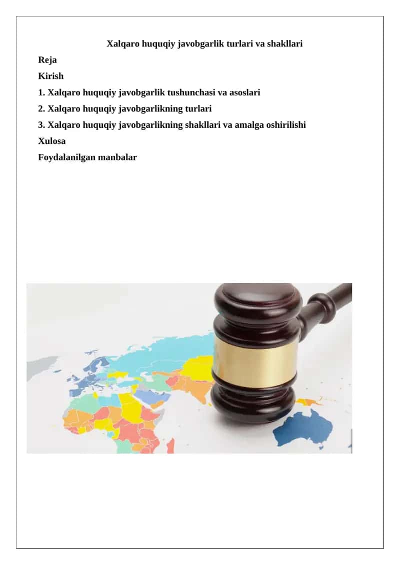 Xalqaro huquqiy javobgarlik turlari va shakllari 1