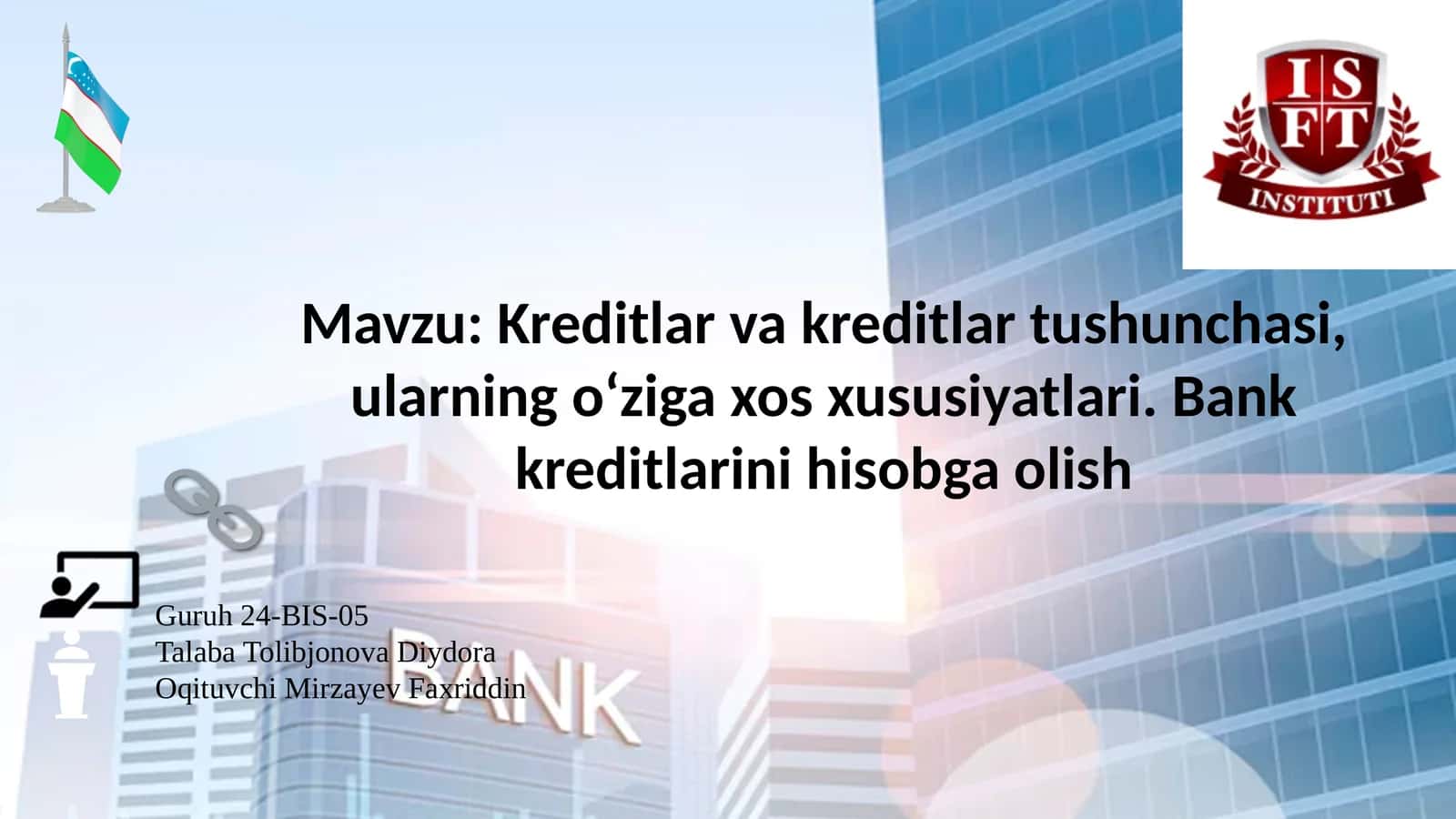 Kreditlar va kreditlar tushunchasi, ularning o‘ziga xos xususiyatlari. Bank kreditlarini hisobga olish 1