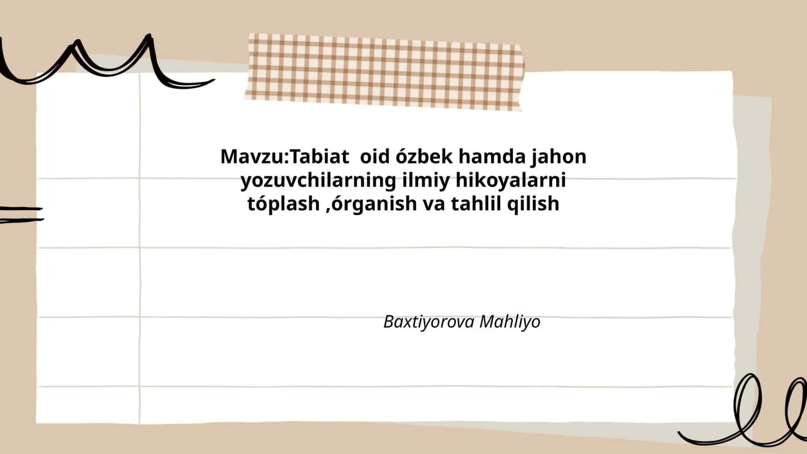 Tabiat oid ózbek hamda jahon yozuvchilarning ilmiy hikoyalarni tóplash,órganish va tahlil qilish 1