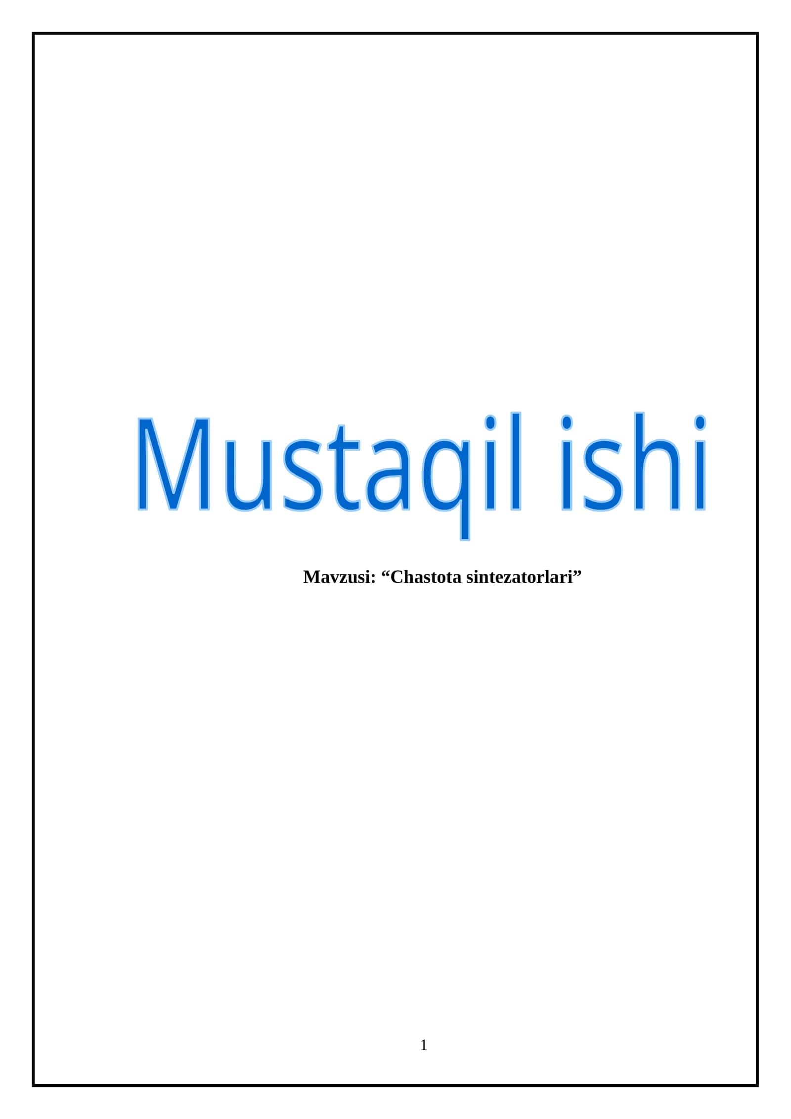 Chastota sintezatorlari 1