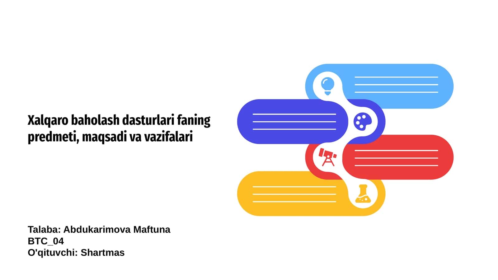 Xalqaro baholash dasturlari faning predmeti, maqsadi va vazifalari 1