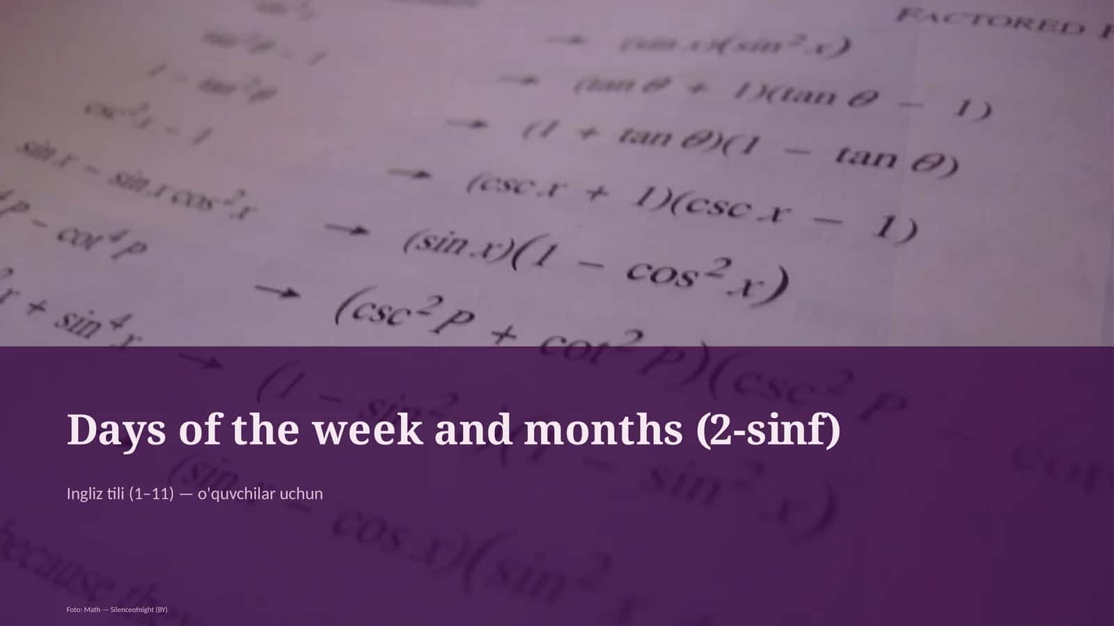 Days of the week and months (2-sinf) 1