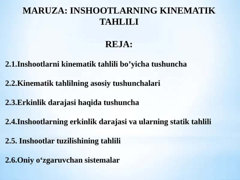Inshootlarning kinematik tahlili 1