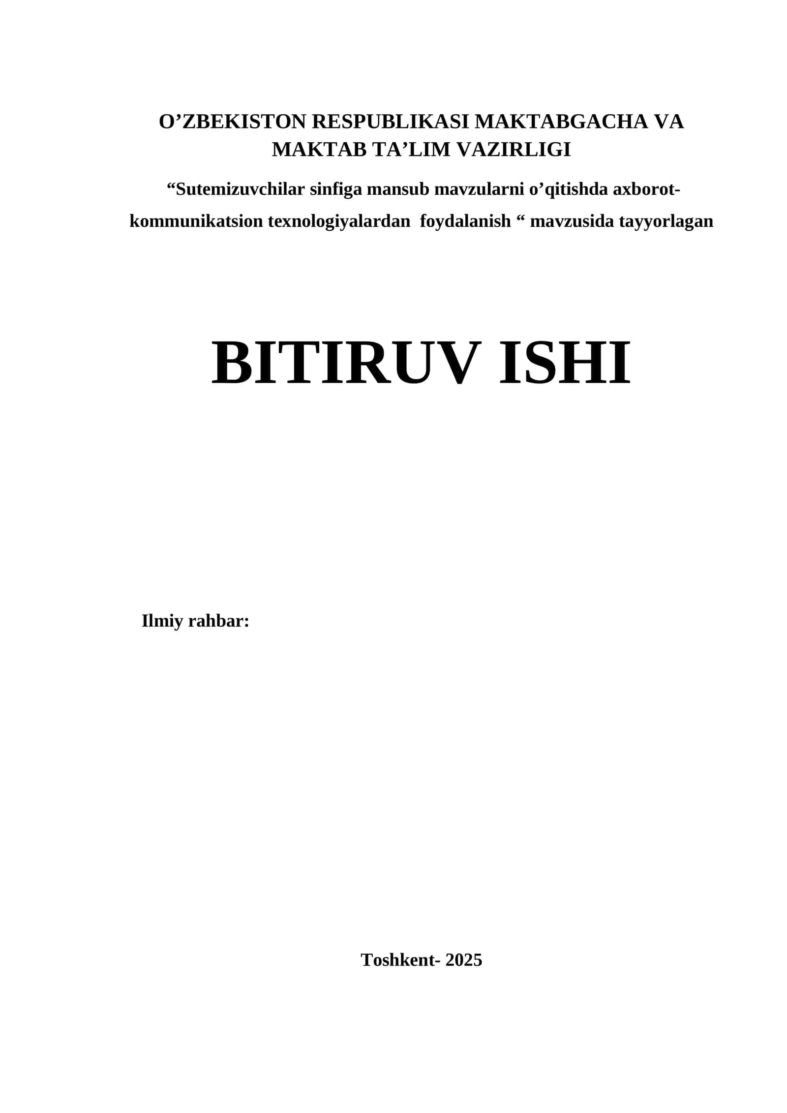 Sutemizuvchilar sinfiga mansub mavzularni o’qitishda axborot-kommunikatsion texnologiyalardan foydalanish 1