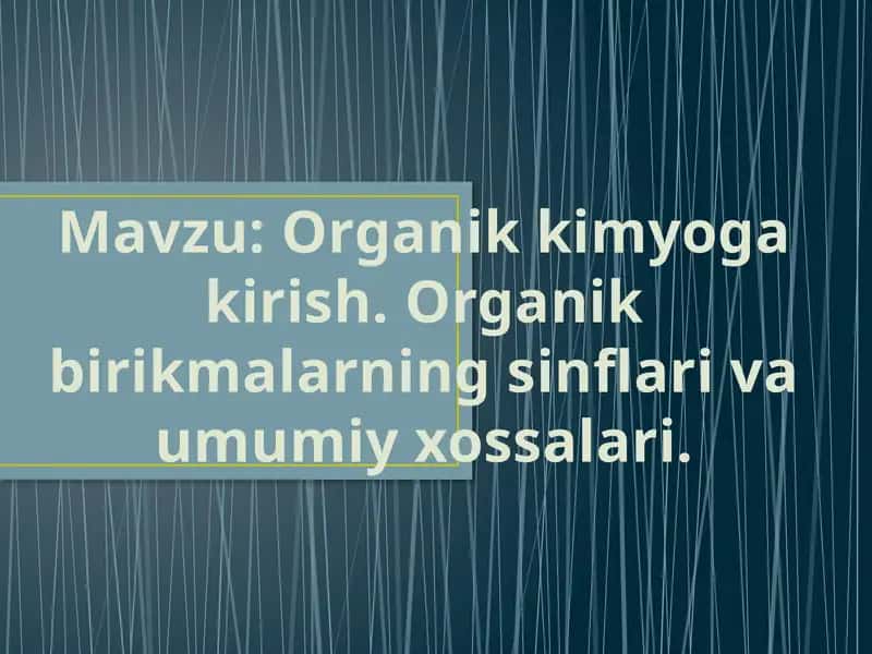Organik kimyo 1
