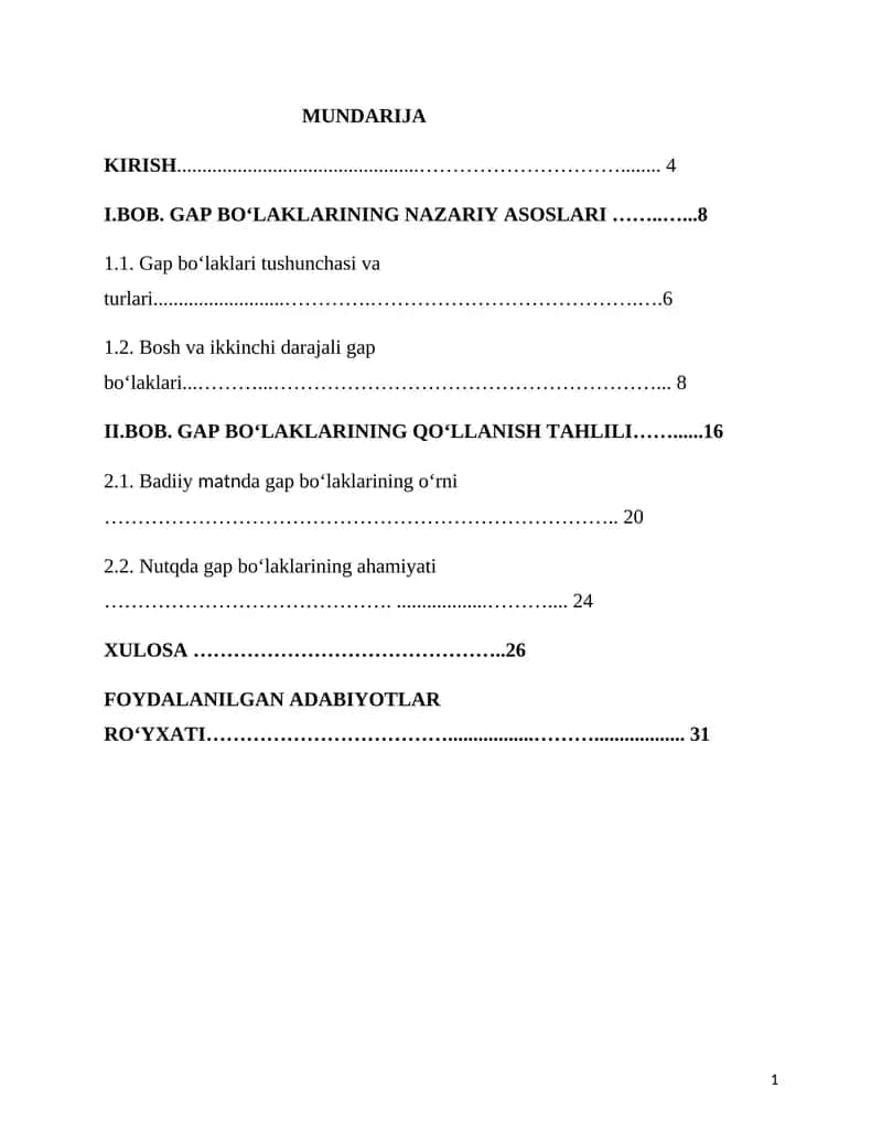 GAP BO‘LAKLARI 1