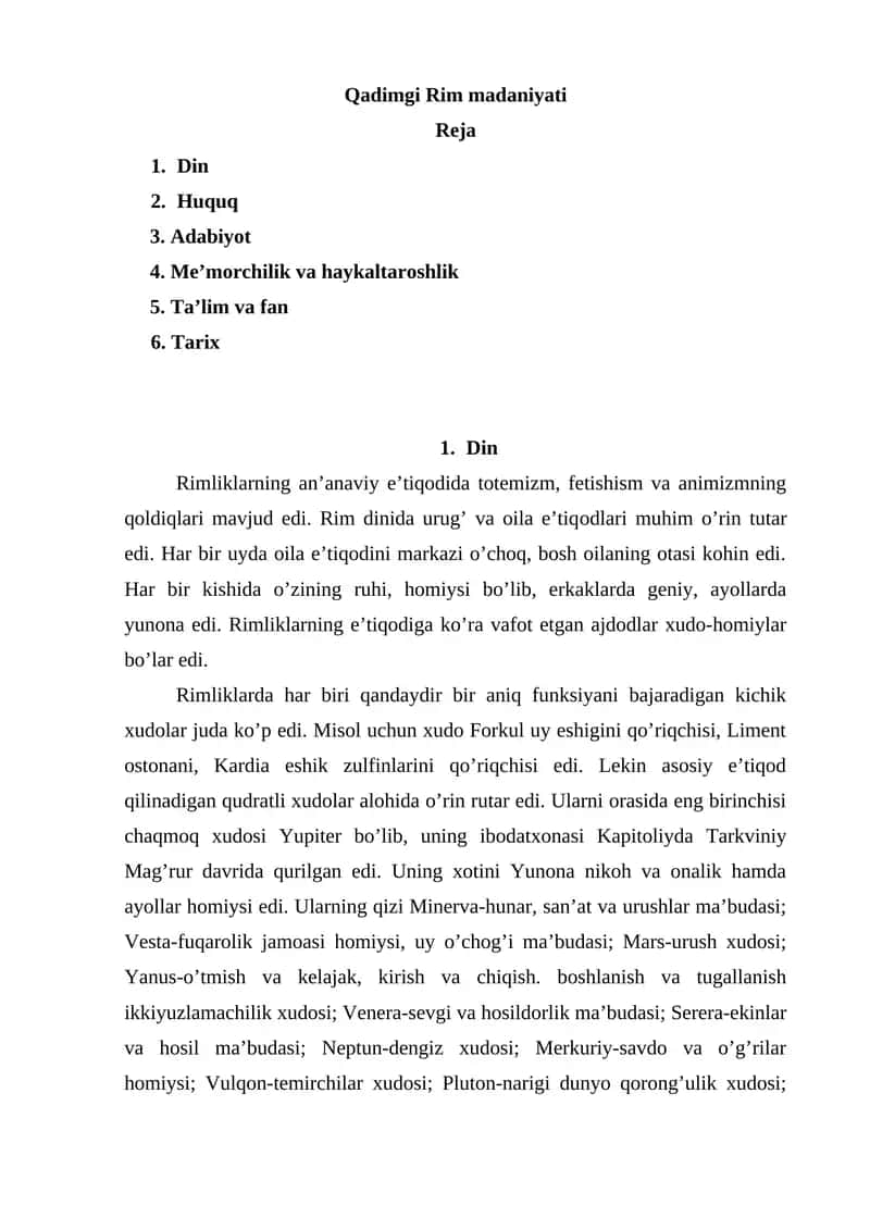 Qadimgi Rim madaniyati 1