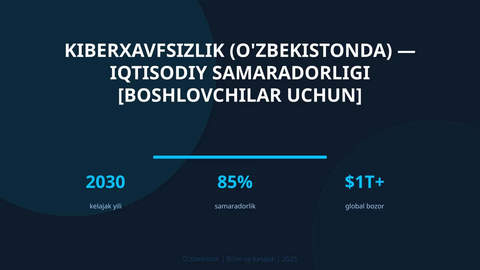 Kiberxavfsizlik (O'zbekistonda) — iqtisodiy samaradorligi [boshlovchilar uchun] 1