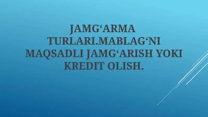 Jamg'arma va Kreditlar 1