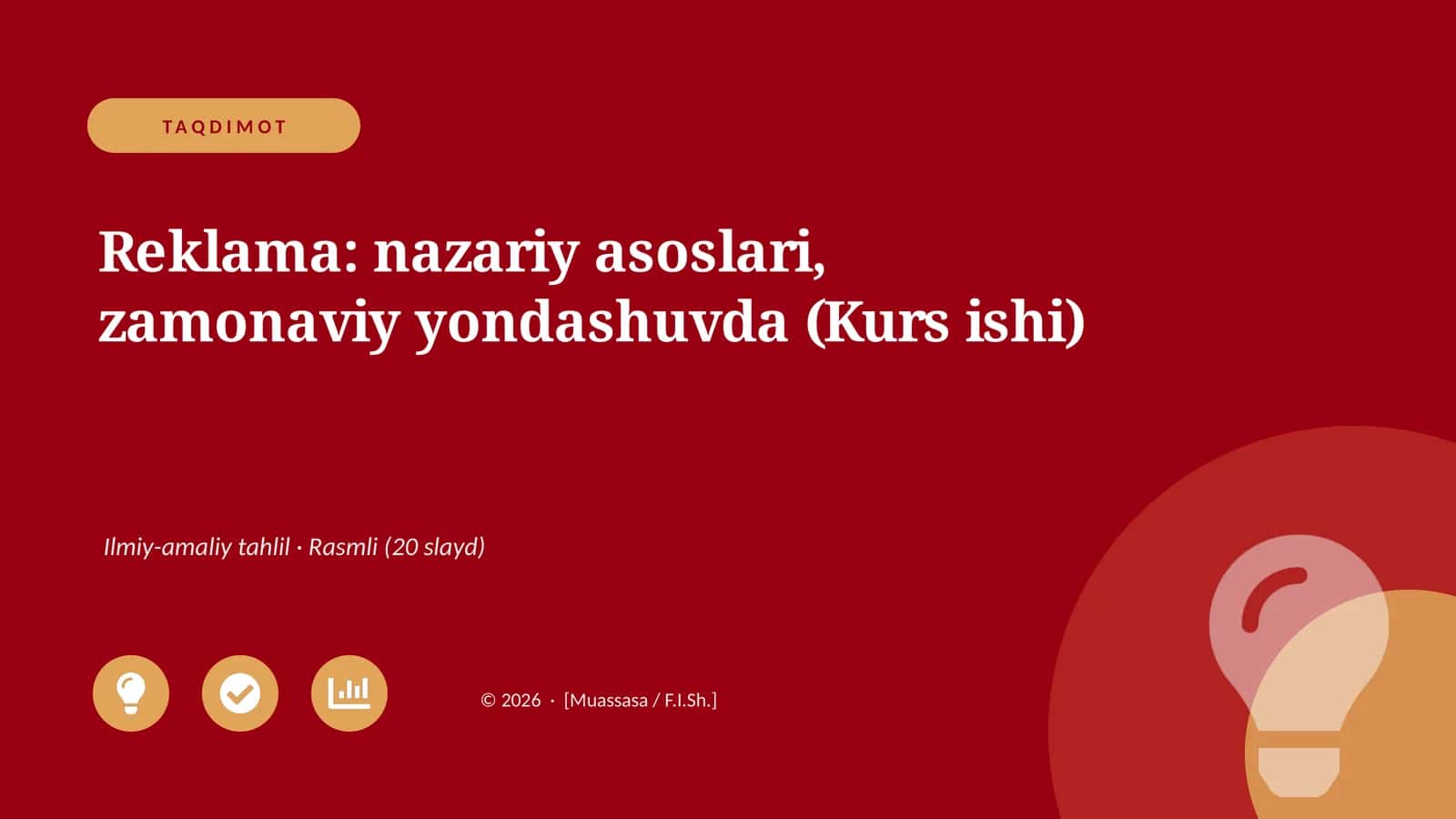 Reklama: nazariy asoslari, zamonaviy yondashuvda (Kurs ishi) 1