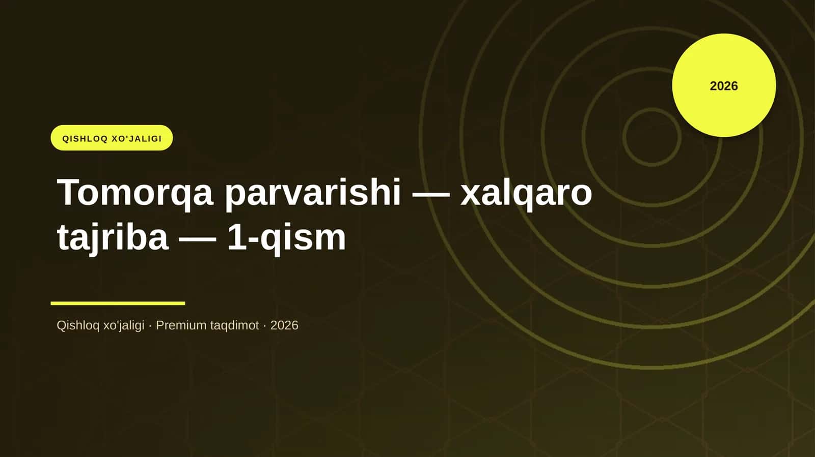 Tomorqa parvarishi — xalqaro tajriba — 1-qism 1