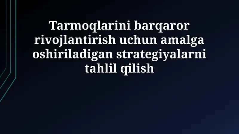 Barqaror tarmoqlar uchun strategiyalar 1