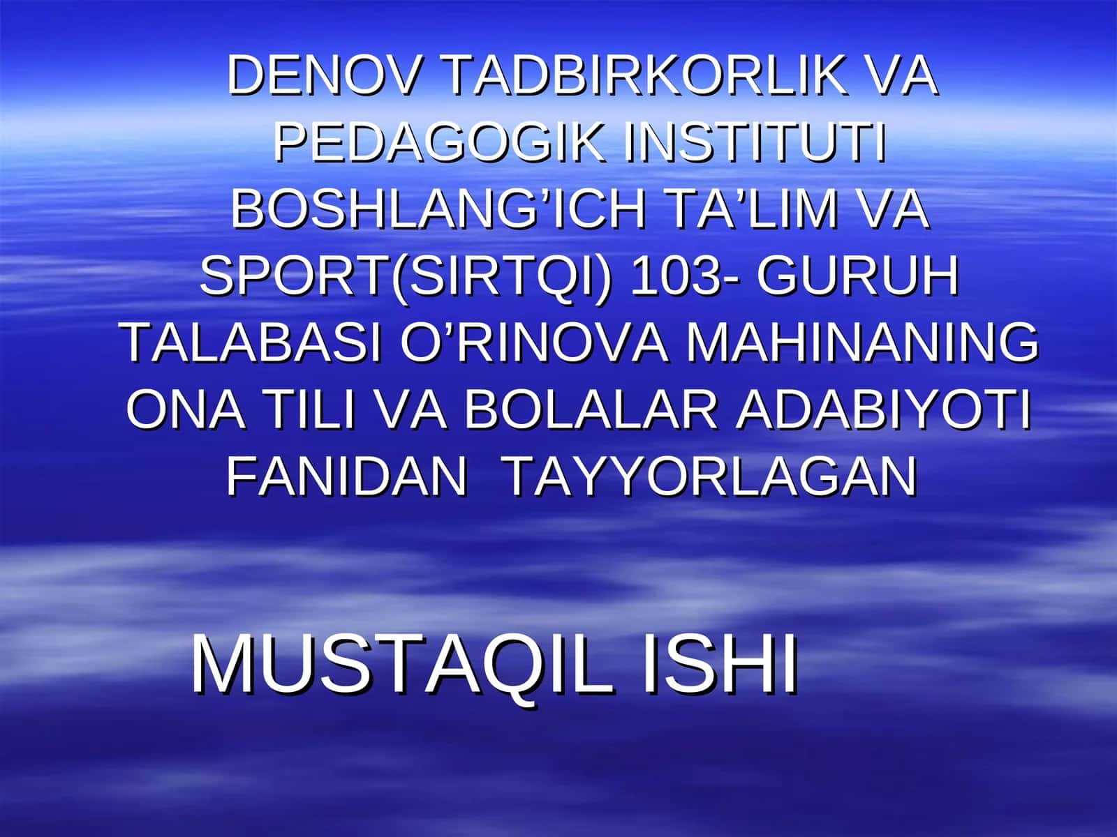 Ona til va bolalar adabiyoti fanidan tayyorlan 1
