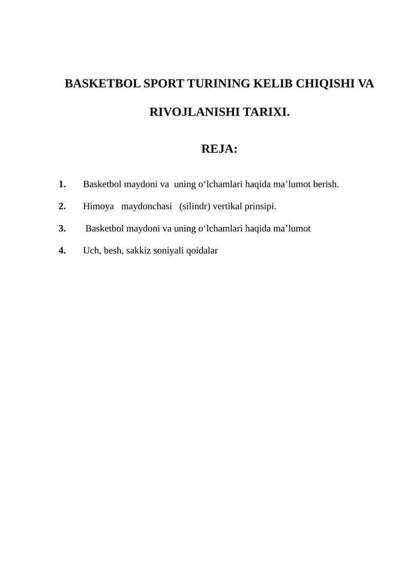 Basketbol Sport Turining Kelib Chiqishi va Rivojlanishi Tarixi 1