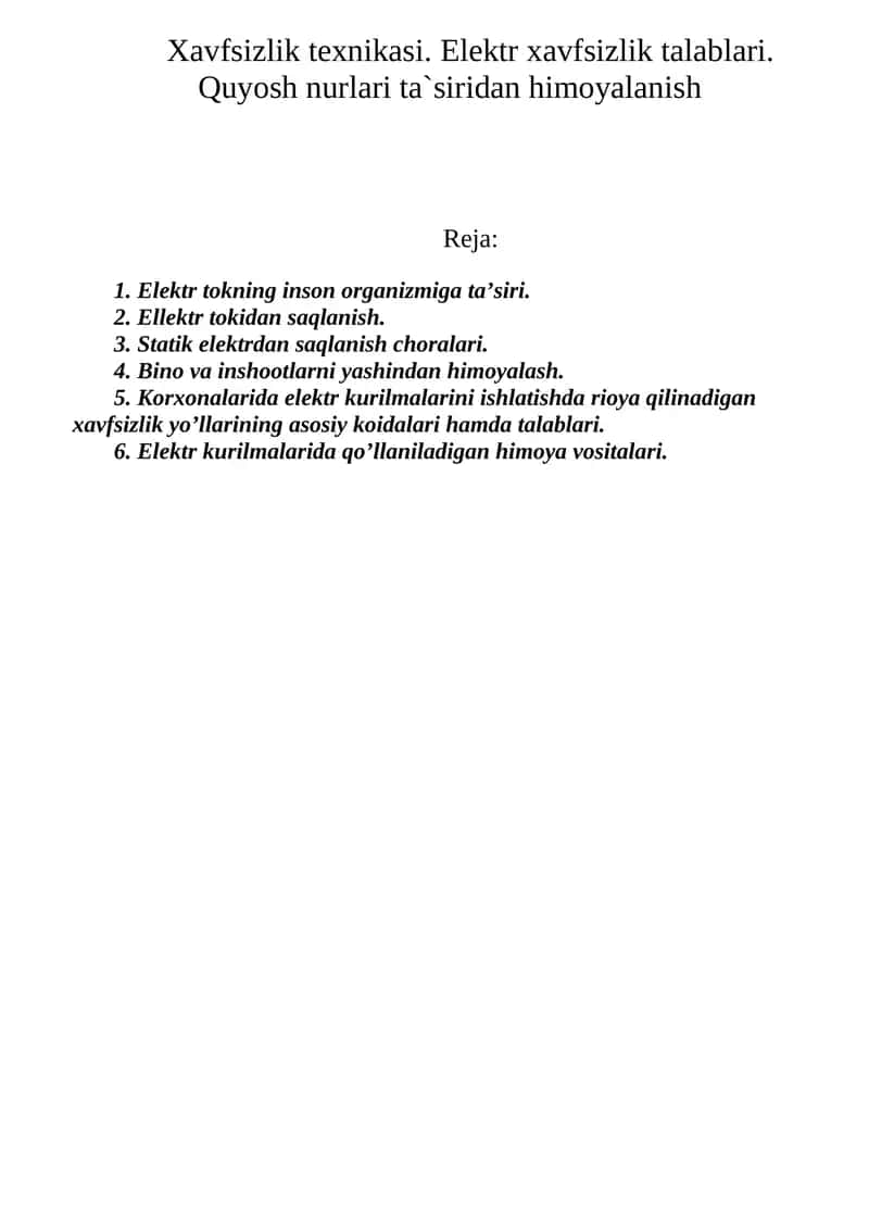 Elektr tokning inson organizmiga ta’siri 1