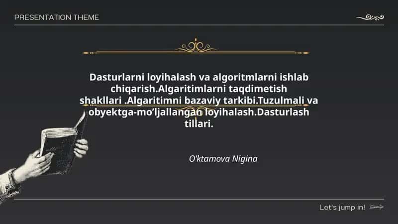 Algoritimlarni Ishlab Chiqarish 1