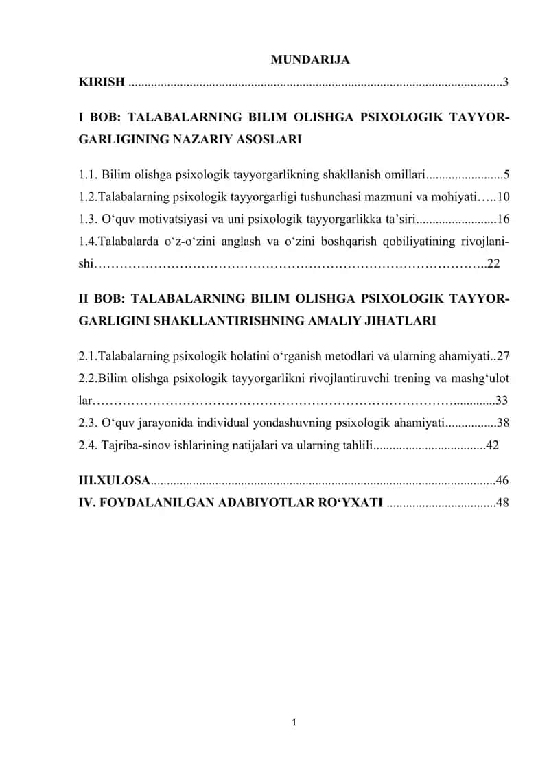 Talabalarning bilim olishga psixologik tayyorgarligi muammosi 1