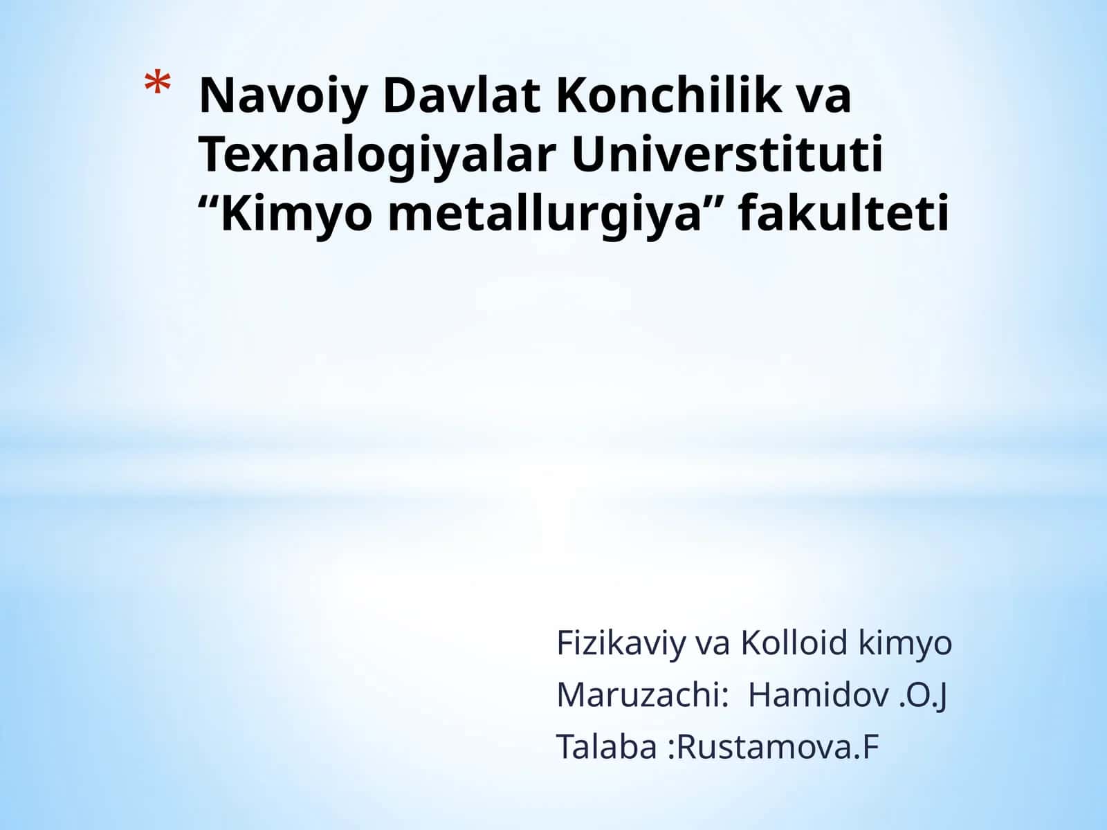 Fizikaviy va Kolloid kimyo 1