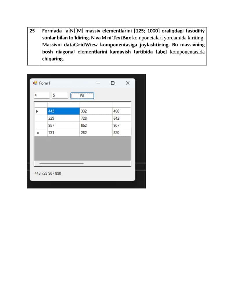 Visual C++ da mustaqil ish ixtiyoriy 1