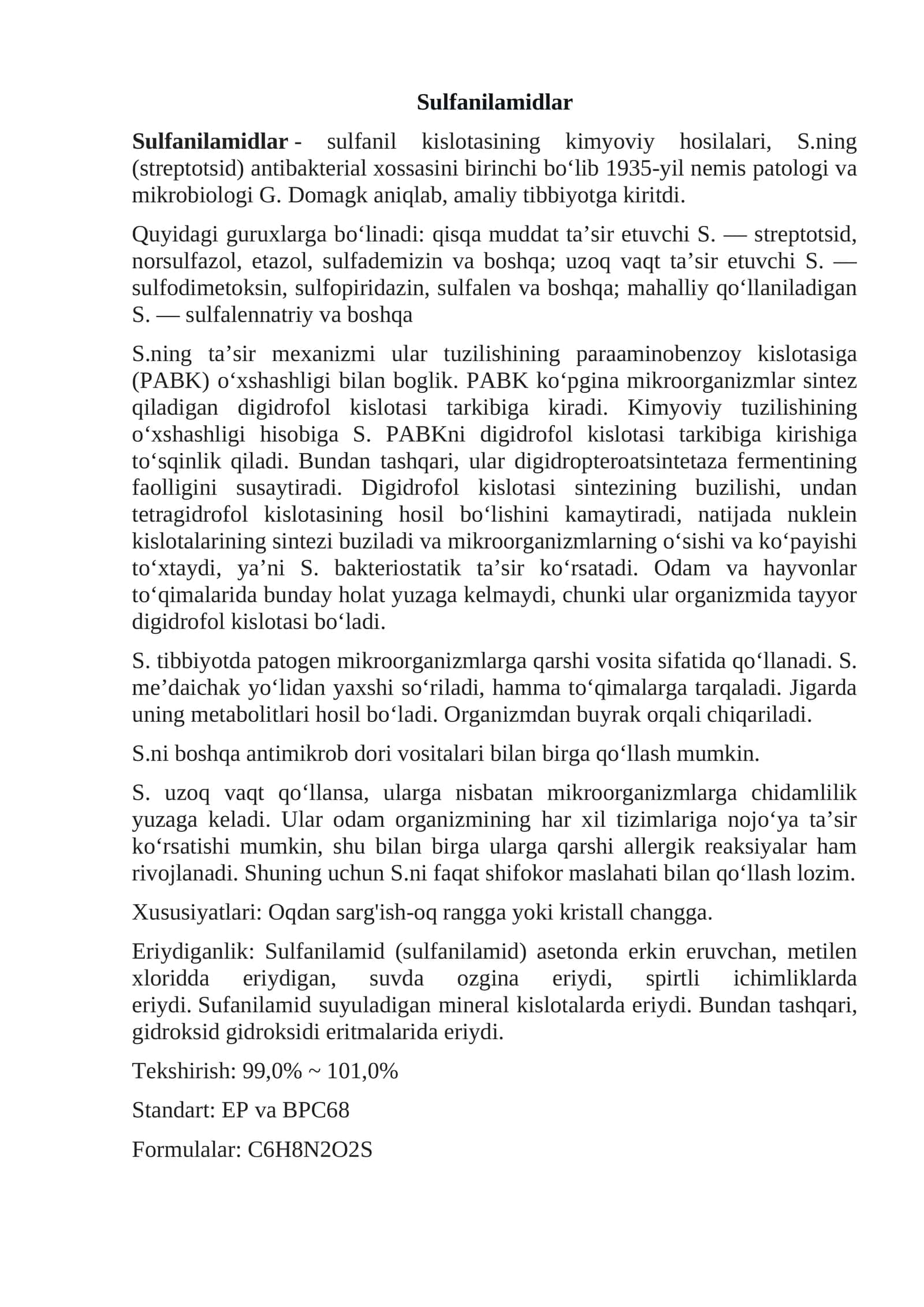 Sulfanilamidlar 1