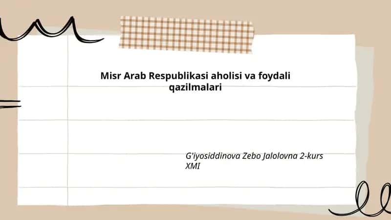 Misr Arab Respublikasi aholisi va foydali qazilmalari 1