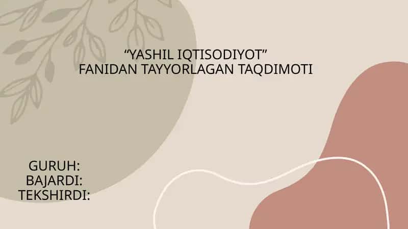 Yashil iqtisodiyot 1