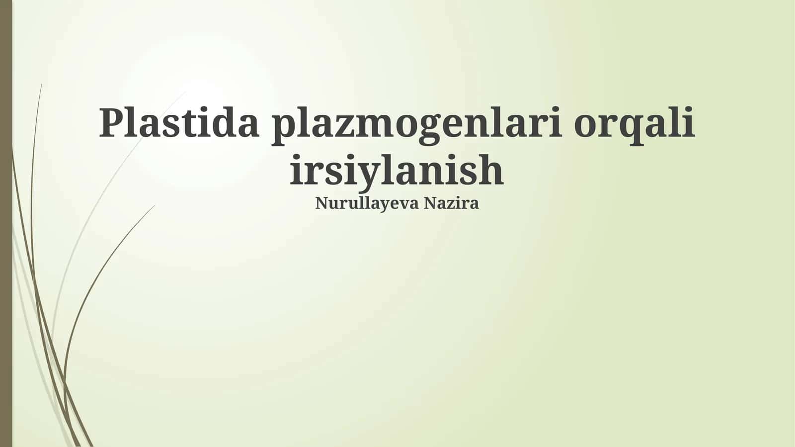 Plastida plazmogenlari orqali irsiylanish 1