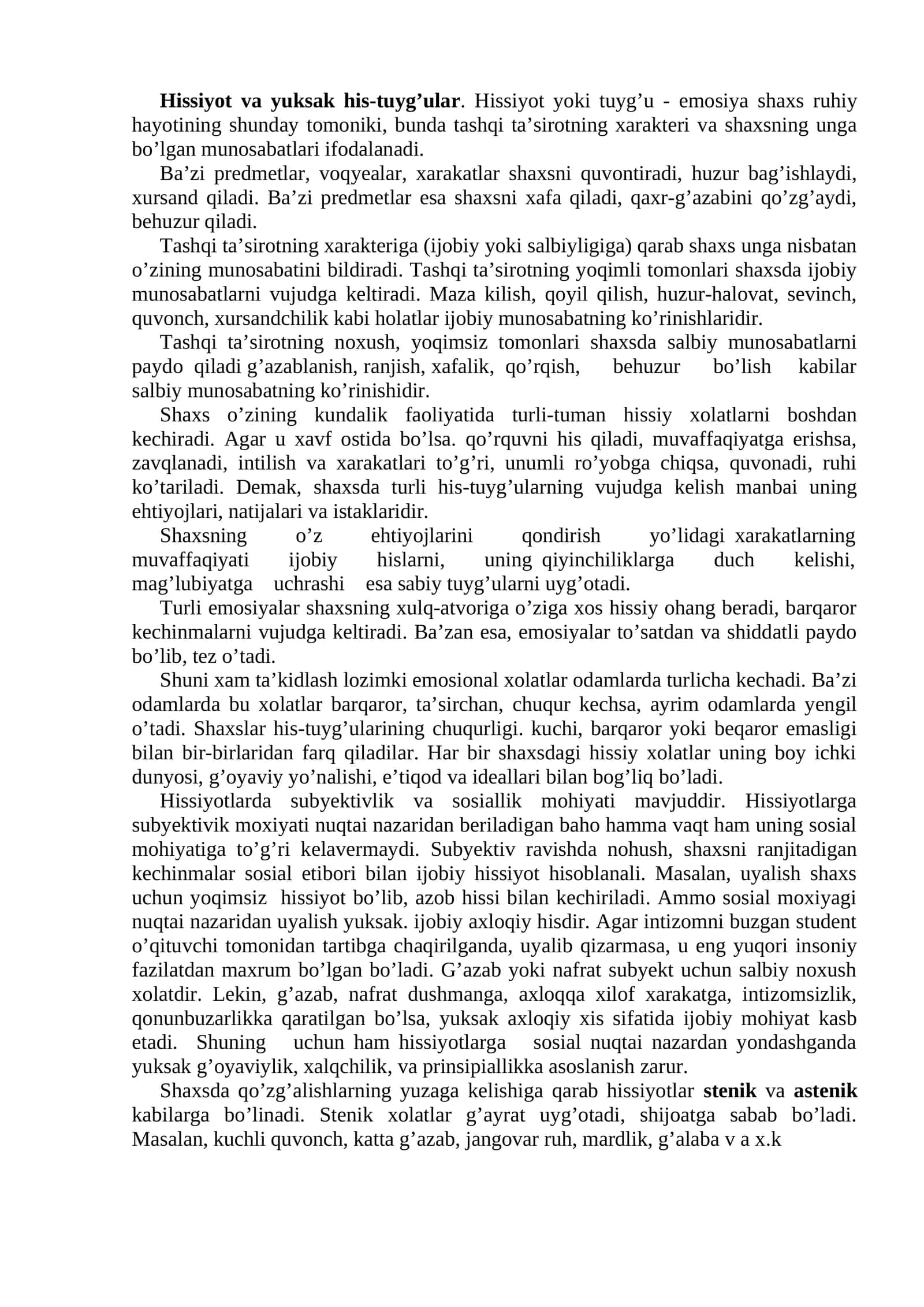 Hissiyot va yuksak his-tuyg’ular 1