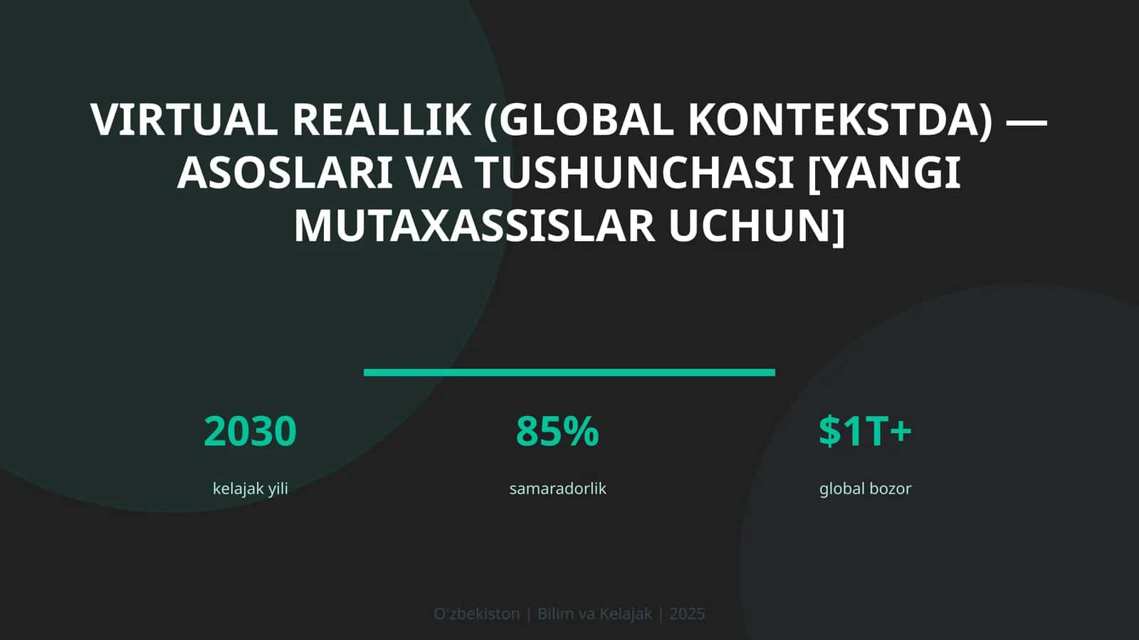 Virtual reallik (global kontekstda) — asoslari va tushunchasi [yangi mutaxassislar uchun] 1