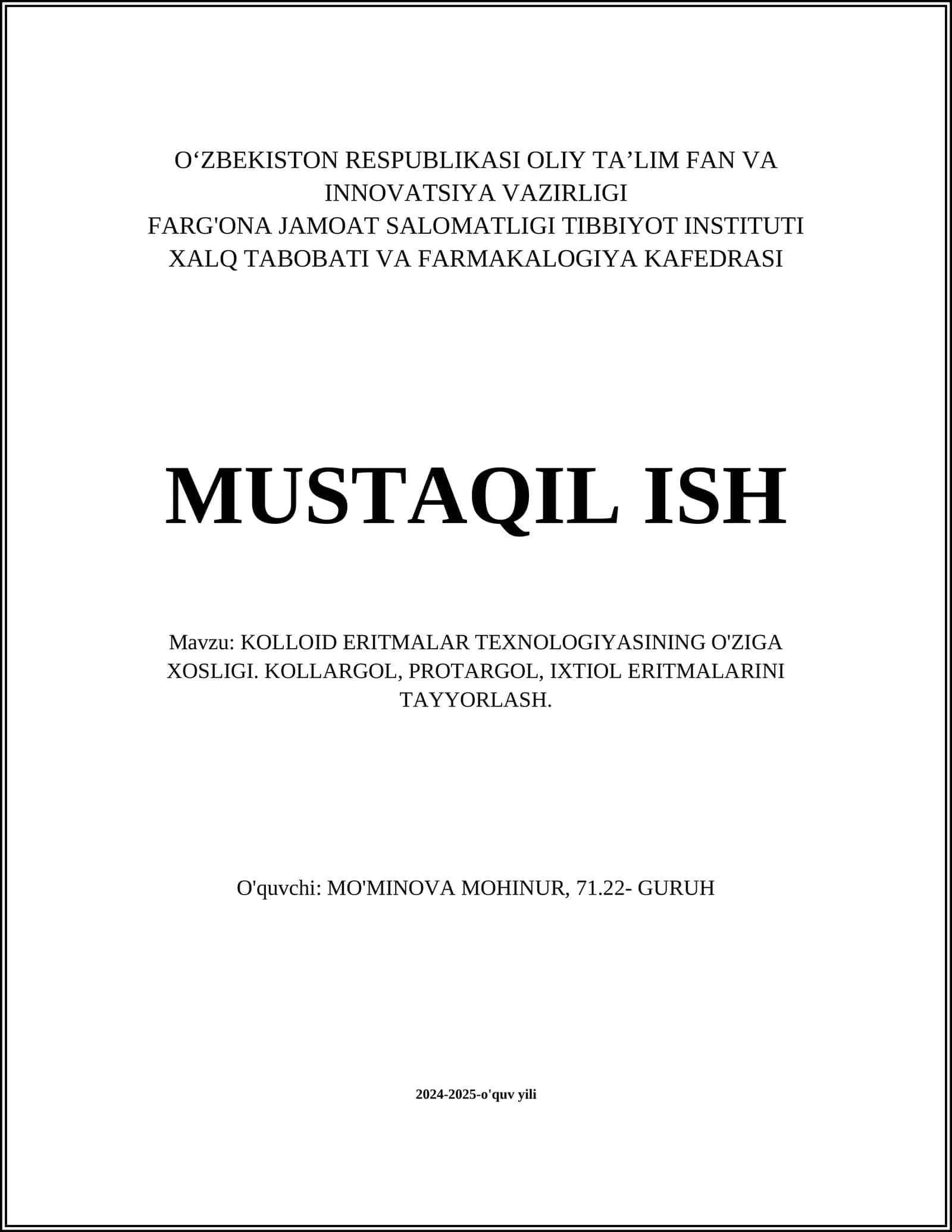 Kolloid eritmalarning texnologiyasi 1