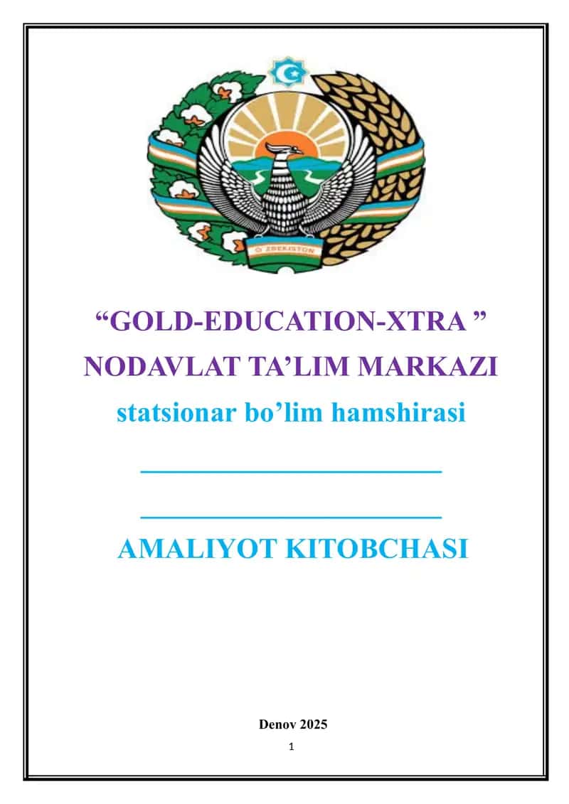 Hamshiralar uchun ish jarayonidagi savol-javoblar to‘plami 1