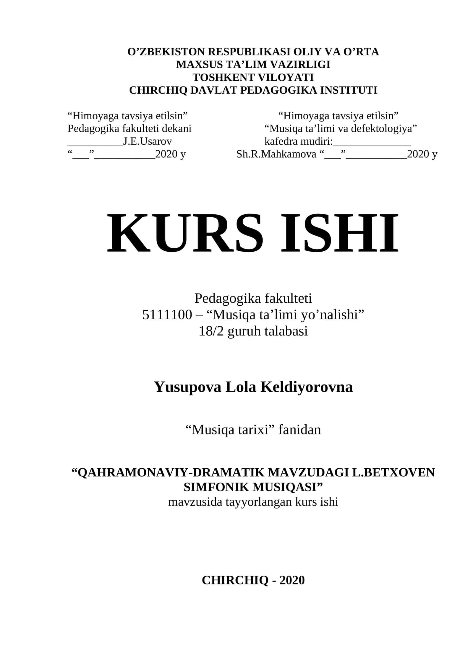 QAHRAMONAVIY-DRAMATIK MAVZUDAGI L.BETXOVEN SIMFONIK MUSIQASI 1