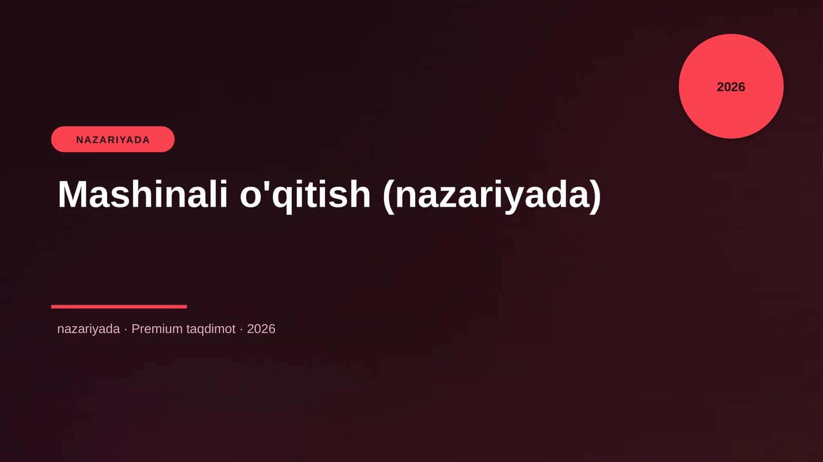 Mashinali o'qitish (nazariyada) 1
