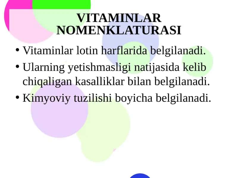 VITAMINLAR NOMENKLATURASI 1