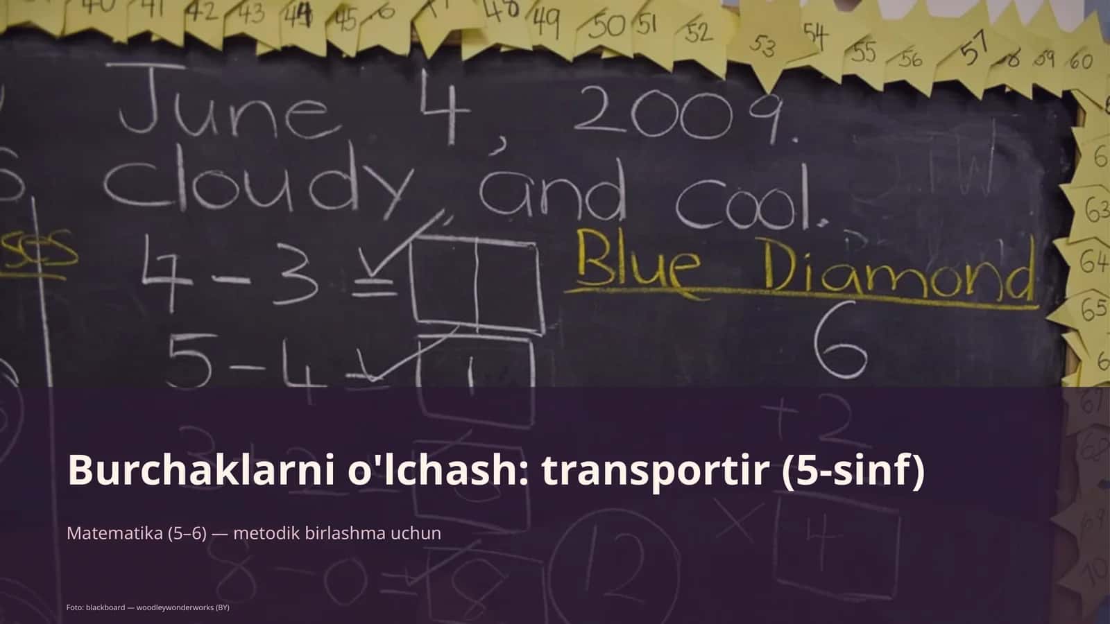 Burchaklarni o'lchash: transportir (5-sinf) 1