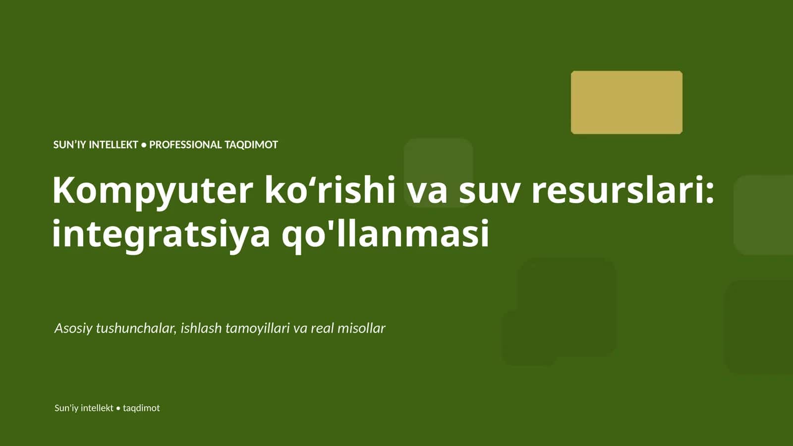 Kompyuter koʻrishi va suv resurslari: integratsiya qo'llanmasi 1
