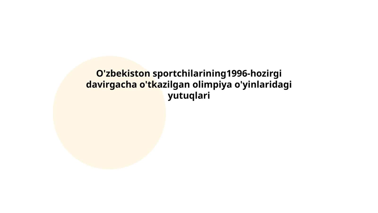 O'zbekiston sportchilarining1996-hozirgi davirgacha o'tkazilgan olimpiya o'yinlaridagi yutuqlari 1