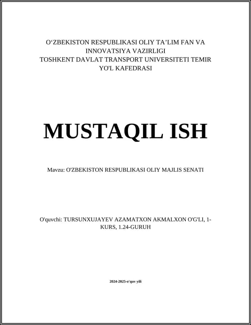 O'ZBEKISTON RESPUBLIKASI OLIY MAJLIS SENATI 1