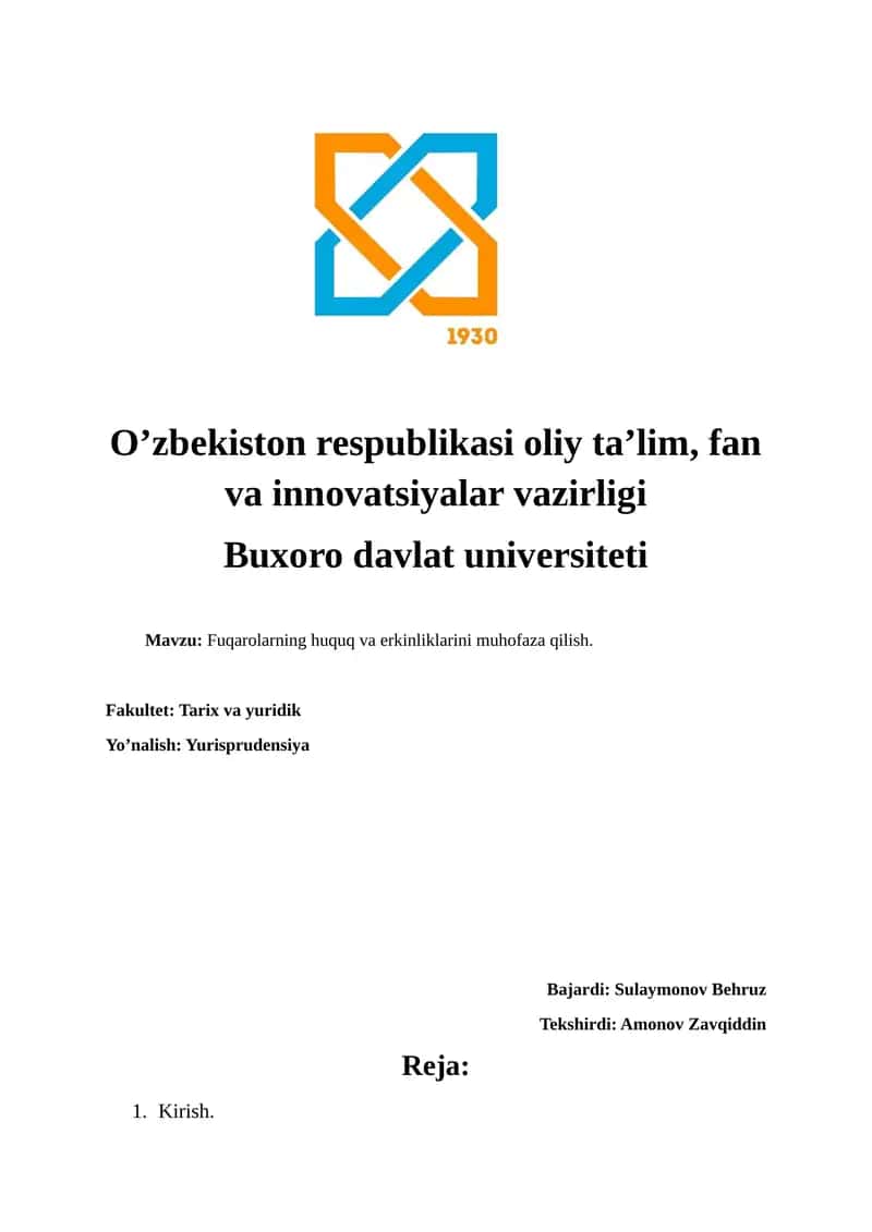 Fuqarolarning huquq va erkinliklarini muhofaza qilish 1