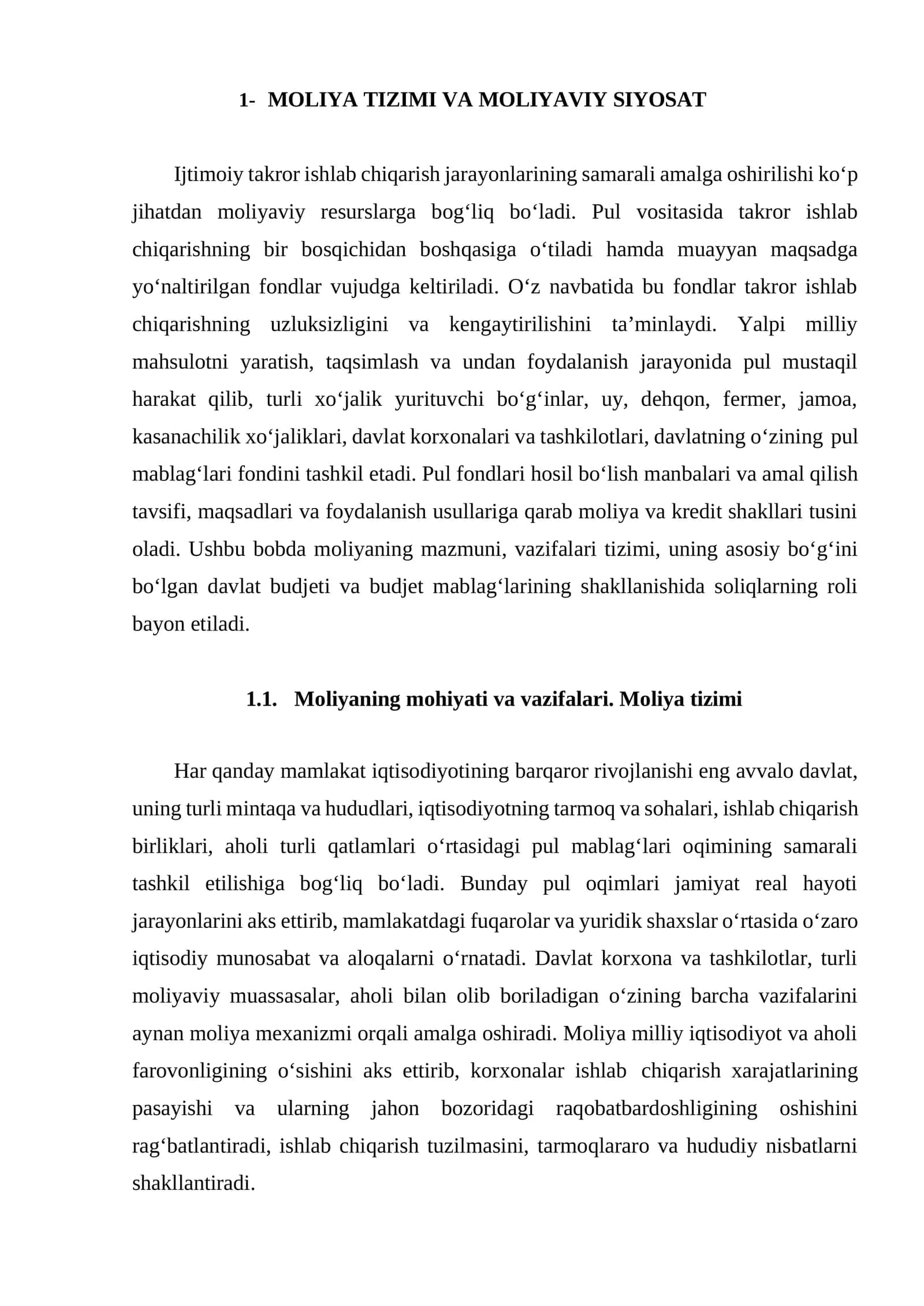 Moliya Tizimi va Maliyaviy Siyosat 1