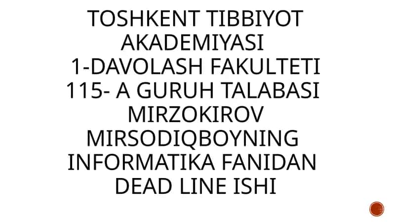 Ma’lumotlar omborini boshqarish tizimlari (MOBT) 1
