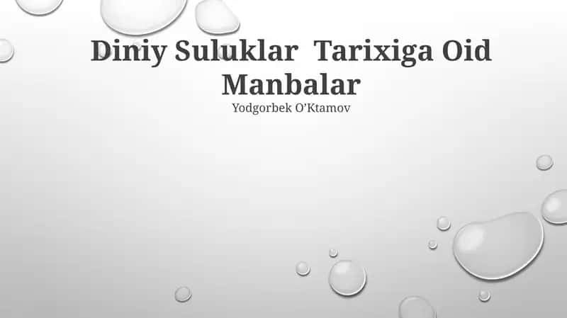 Diniy Suluklar Tarixiga Oid Manbalar 1
