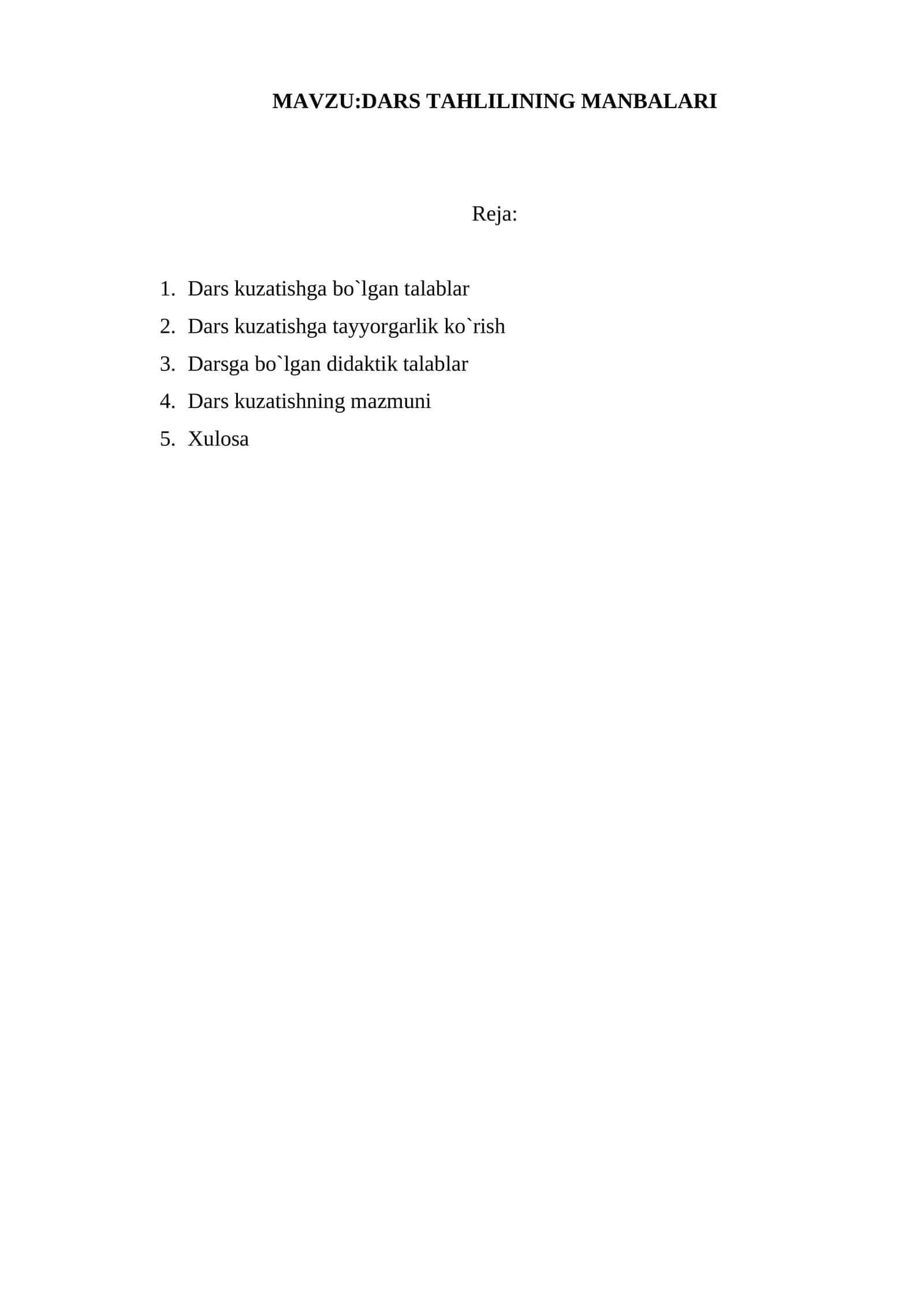 DARS TAHLILINING MANBALARI 1