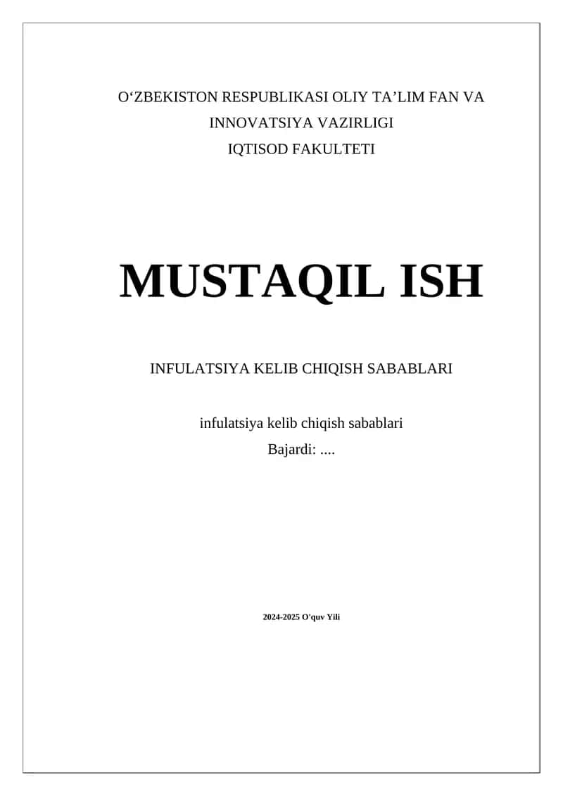 Infulatsiya kelib chiqish sabablari 1