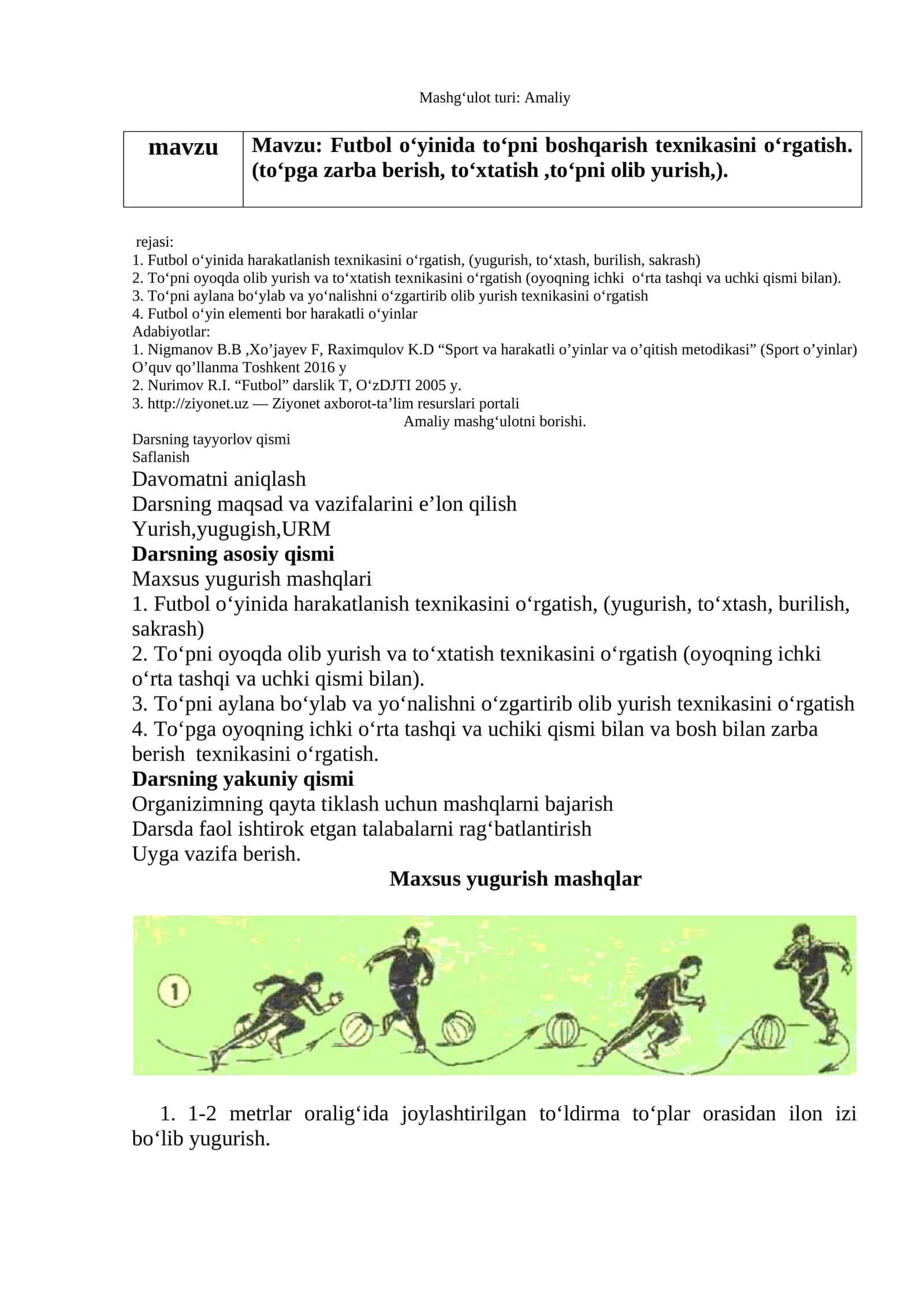 Futbol o‘yinida to‘pni boshqarish texnikasini o‘rgatish 1