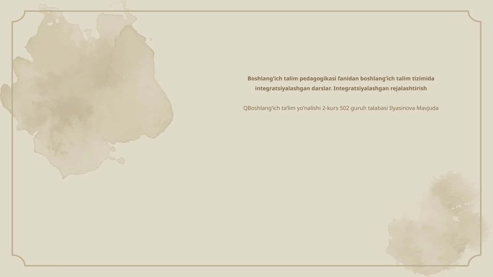Boshlangʻich talim pedagogikasi fanidan boshlangʻich talim tizimida integratsiyalashgan darslar 1