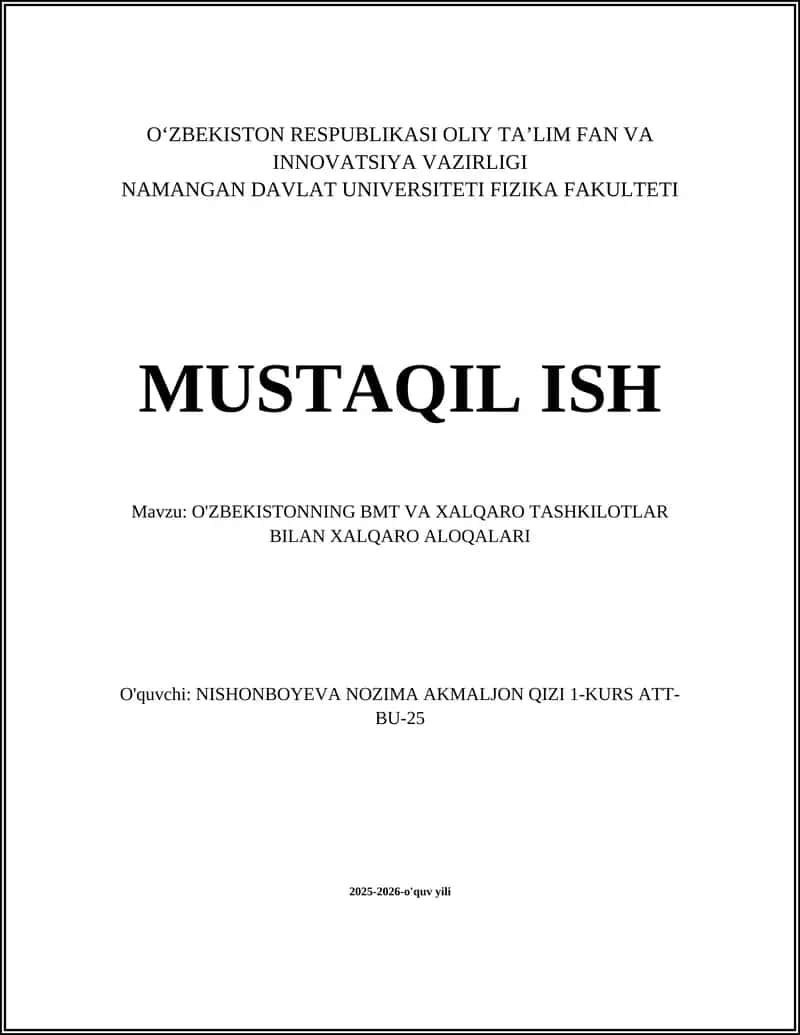 Oʻzbekistonning BMT va xalqaro aloqalari 1