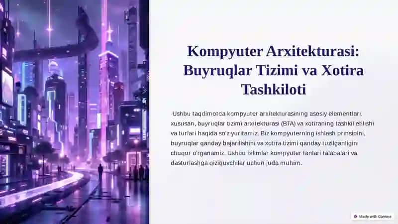 Kompyuter Arxitekturasi: Buyruqlar Tizimi va Xotira Tashkiloti